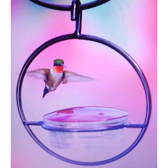 Hanging Set Of 3 Hummingbird Feeder Circular Metal Frame Perch Patio Garden NIP - Picture 5 of 8